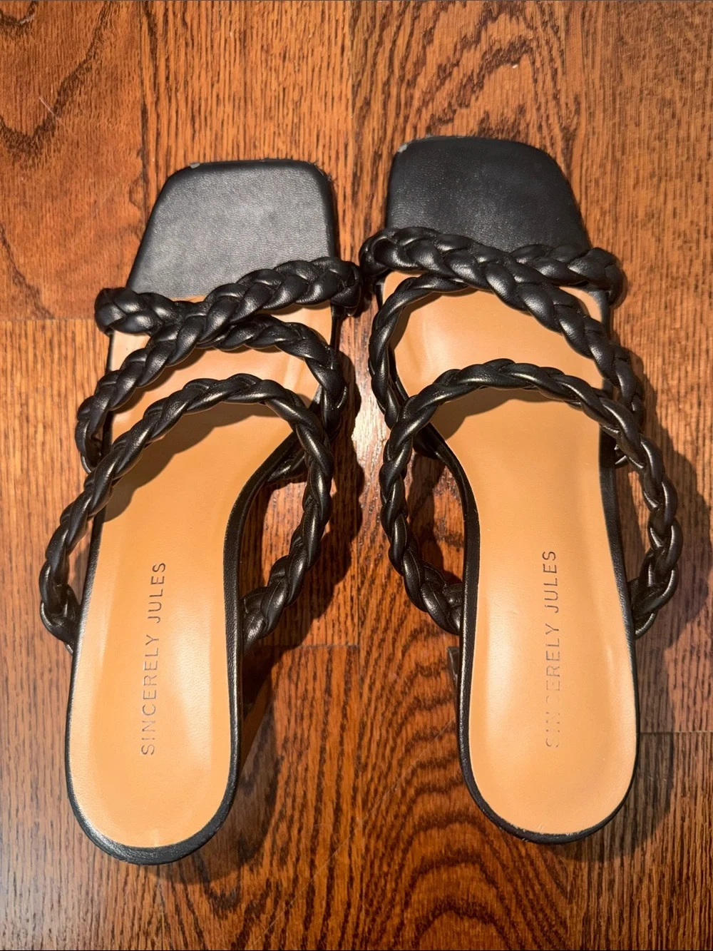 Sincerely Jules Black Braided Strappy Slide Sandals